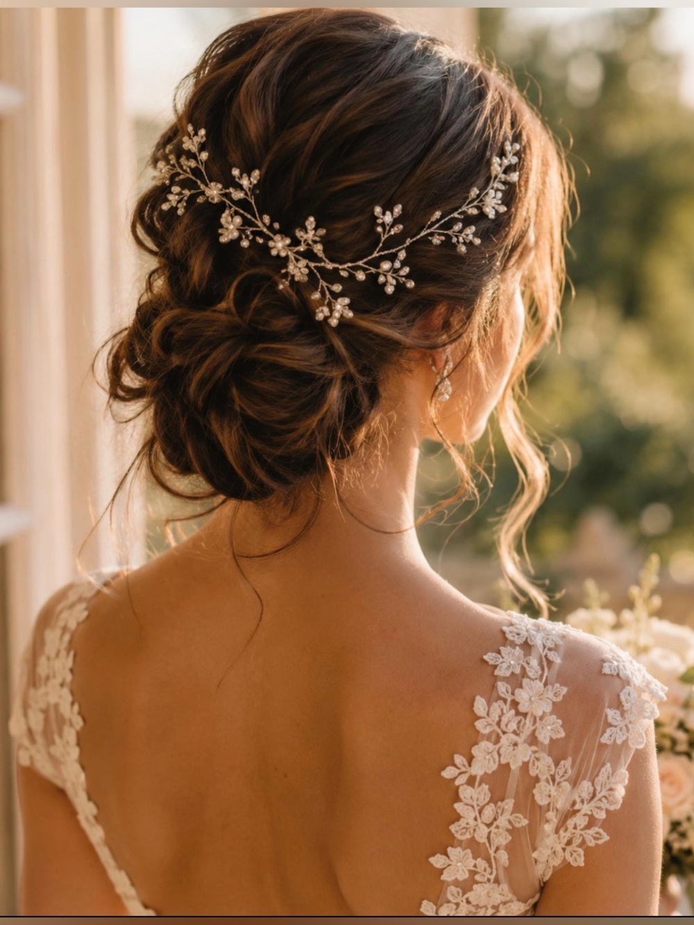 Bridal Pearl and Silver vine hair accessory